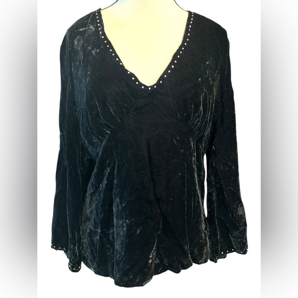 Carole Little Tops - Vintage Carol Little Black Velvet Top with bell sleeves